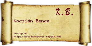Koczián Bence névjegykártya